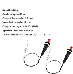 2Pcs Fireplace Oven Push Button Piezo Igniter Kit with Spark Ignition Electrode