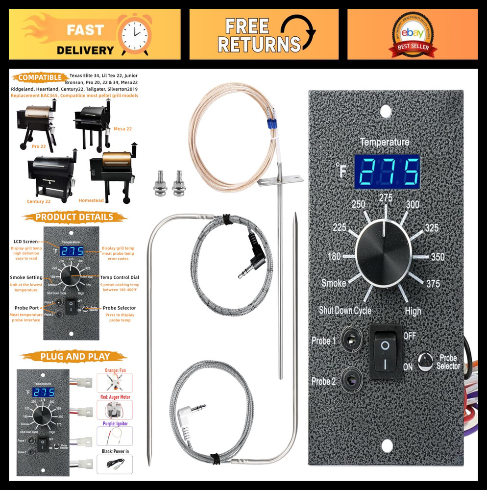 Digital Temperature Controller for Wood Pellet Grill Smoker, Upgrade Control Boa