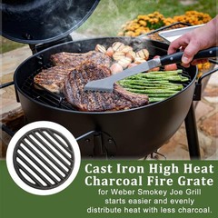 Cast Iron Bottom Fire Grate – 11 Inch Round BBQ Grill Grate Replacement, High…