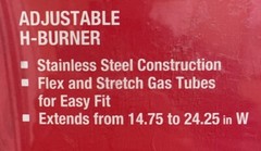 BBQ Gas Grill Burner H Type Stainless Steel Universal Adjustable 14.75 – 24.25″