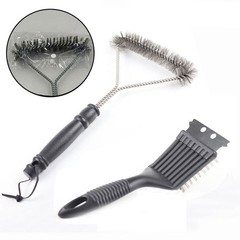 Triangular Grill Brush 16cm Head + Flat Brush 7cm Width Stainless Steel