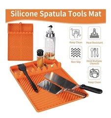VISNFA Silicone Griddle Tools Mat Orange for Blackstone Weber Pit Boss Traeger