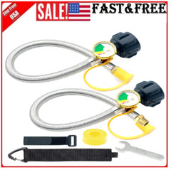 RV Camper LP Gas Propane Regulator Hose With Gauge Connector 1/4″ NPT For 5-40Lb
