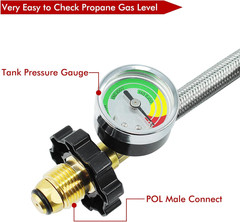 6FT Upgraded Braided Universal POL 1/4 Inch NPT & Inverted Male Flare Propane Ta