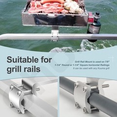 58182 Stow N’ Go Grill Rail Mount Bracket for Any Kuuma BBQ Grill, Can Silver