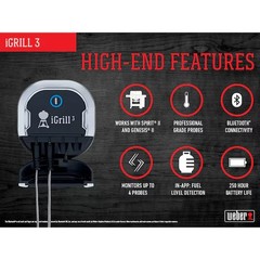 Weber 7204 iGrill 3 Digital Probe Bluetooth Compatibility Meat Thermometer New