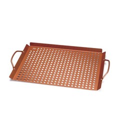 1 Pack QN71 Large Grill Grid With Handles Copper Non Stick Cooking Mesh