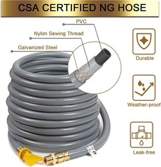 36Feet 3/4-inch ID Natural Gas Hose with Quick Disconnect Fittings, 36FT