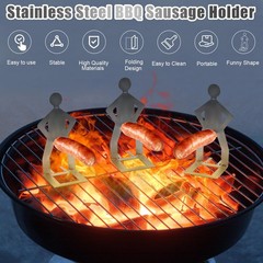Clapery 4 PCS Funny BBQ Stand Man Hot Dog Holder, Creative 4 Pcs, silvery