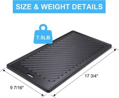 Reversible Cast Iron Cooking Plate for Monument Grills 96333. Denali 405, 425