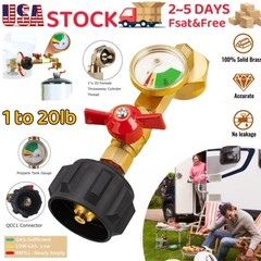 NEW 1Lb To 20Lb Tank Propane Refill Adapter With Gauge And ON-Off Control Valve