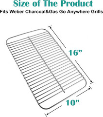 80631 Stainless Steel Grill Grate for Weber Go-Anywhere Charcoal and Gas Grill