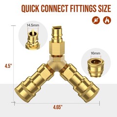 3/8 Inch Y-Splitter Natural Gas Quick Connect Adapter For Generator Heater etc