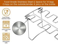 Victhur Chicken Leg Rack for Grill 2 Pack – 14 Slots Stainless Steel Silver