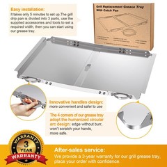Replacement Grease Tray with Catch Pan for Dyna Glo Grill Silver