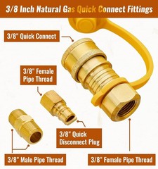 3/8 Inch Brass Gas Quick Connect Fittings for Propane and Natural Gas
