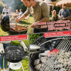 304 Stainless Steel Cooking & Charcoal Grate Kit for 22/22.5” Kettle Grill Acce