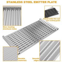 Grill Replacement Parts for 2-Burner Gas Grills – Cast Iron Grates, Stainless St