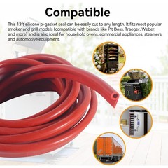 13FT High-Temperature P-Type Silicone Gasket Seal,7/16″ x 7/8″ red iron