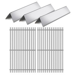 2Pack 17.5 Inch 7637 Cooking Grates with 3Pack 7635 Flavorizer Bars Heat Plat…