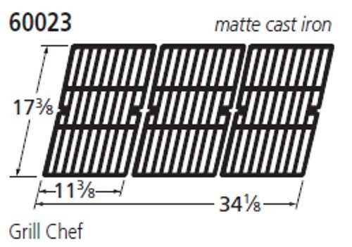 Music City Metals Grill Part # 60023 – Grid, Ci, 17.375 X 34.125; Grill Chef