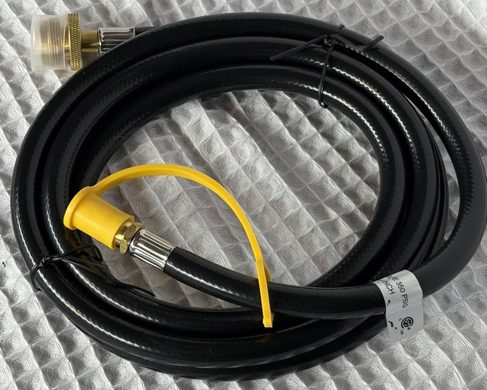 12 ft Black Propane Hose Adapter with Brass Fittings Rubber Gas Line for Grill