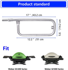 BBQ Gas Grill Burner Replacement for Weber Q100 Q120 Q1000 Q1200 Baby Q 69957