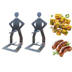 Funny Hot Dog Sausage Stand Holder Stainless Steel Barbecue Rack – 2 Silver