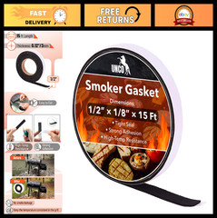 High Temp Smoker Gasket 15ft – 1/2″ x 1/8″ BBQ Grill Seal for Smoke Control