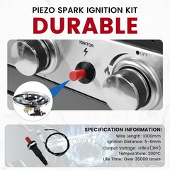 High Temp Piezo Spark Igniter Kit for Fireplace & Kitchen Use – 1 Pack