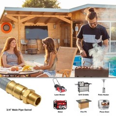 12 Ft 3/4″ ID Natural Gas Hose with Quick Connect Fittings for Grill, Generator,