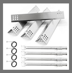Stainless Steel Heat Plates & Gas Burners Replacement Set Silver
