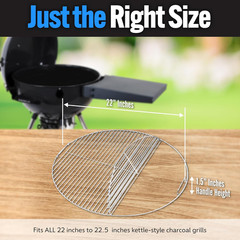 Easyspin Charcoal Grill Cooking Grate for Weber 22” Kettles 304 Stainless Steel