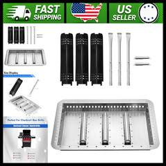 Charbroil Gas2Coal 3-Burner Grill Heat Plates Burners Charcoal Tray Combo