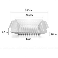 Square Stainless Steel Grilling Basket 26.5cm x 22cm x 20.5cm for Grilling Use