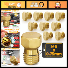 10Pcs Universal Propane Orifice Kit – M6x0.75mm Brass Nozzle for Gas Grills, Eas