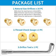 Natural Gas Conversion Kit for Blackstone Griddles: 16 Brass Orifices Included