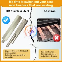 4-Set Heavy Duty Cast Stainless Steel Grill Burners for Bull, Grill Replacement