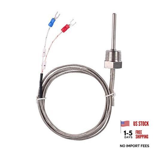 Waterproof K Type Thermocouple – Jaybva Grounded Temperature Sensor 1/2″ K Type