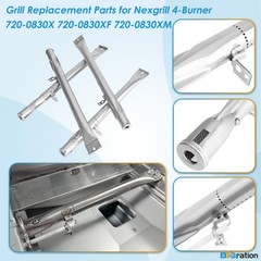 Grill Replacement Parts Kit 4-Pack Burners Heat Plates for Nexgrill 720-0830X