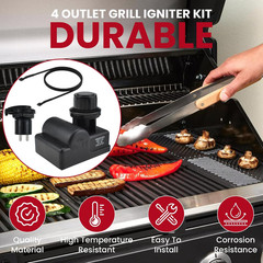 4 Outlet Grill Ignitor Kit, Push Button Ignition Spark Generator Replacement and