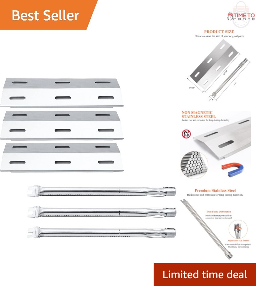 Stainless Steel Burner Tube and Heat Plate Replacement 3-Burner Gas Grill