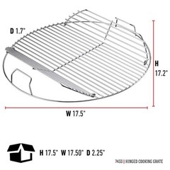 Weber Hinged Cooking Grate for 18.5″ One-Touch Kettle Charcoal Grill 7433