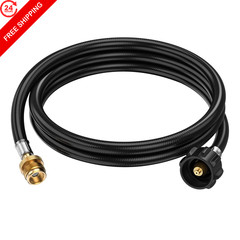 GasXpert Propane Hose Adapter 1lb to 20lb, 4ft Tank 4 Feet, Black