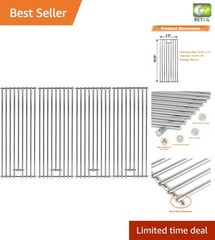 Durable 4-Pack Stainless Steel Grill Grates – Fit for Bull BBQ, 19.25″ x 7.5″