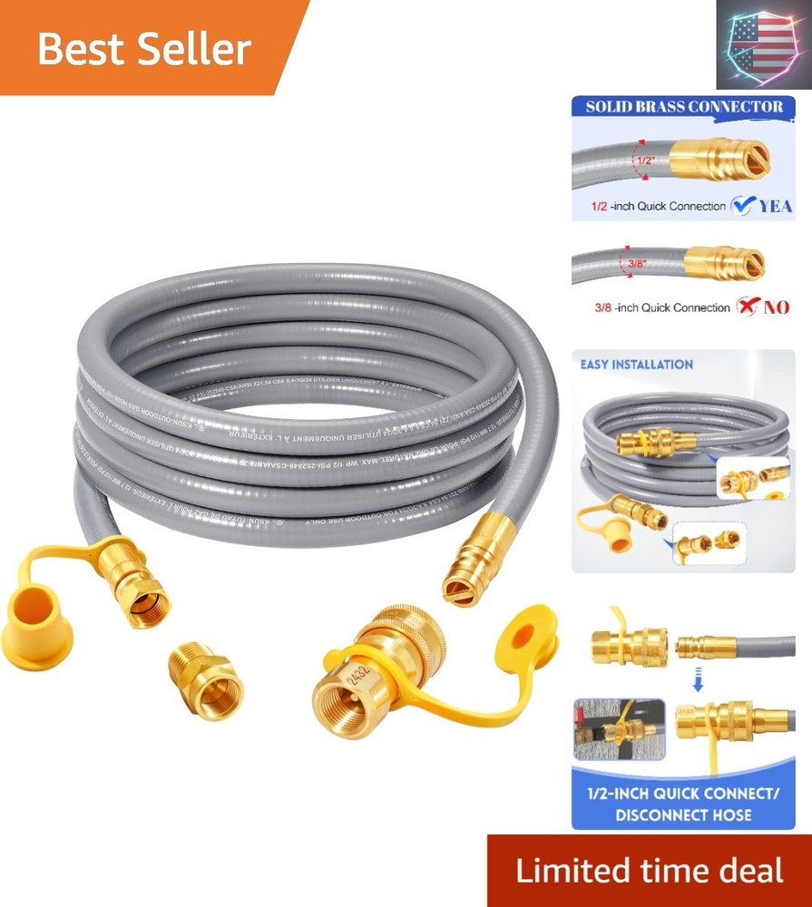 12 FT 1/2″ ID Natural Gas Hose with Quick Connect Fitting, Natural Gas Conver…