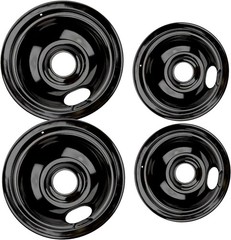 5304430149 and 5304430150 Porcelain Burner Drip Pan 2×6.4in&2×8.2in, Black