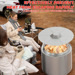 Heat Deflector for Solo Stove Yukon 27”, Deflector with Carrying Hook Handle &