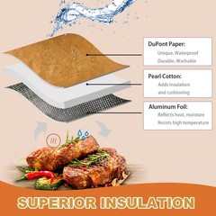 BBQ Blanket for Resting Meat, Reusable Insulated Meat Resting Bag with Firepr…