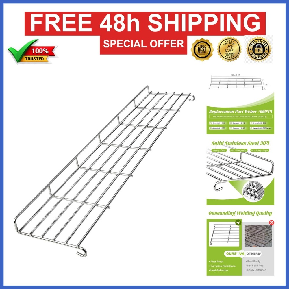 Warming Rack for Weber 66044 Genesis II 300 Series Gas Grill Replacement